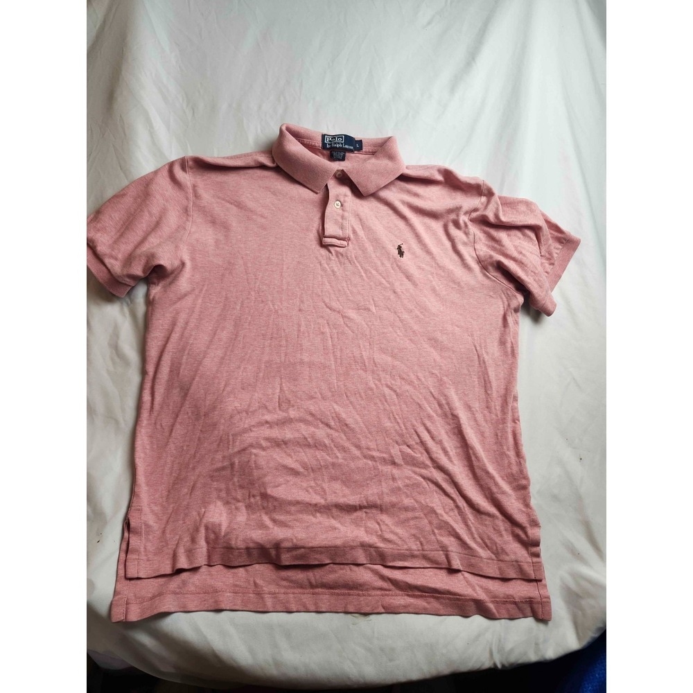 Polo Ralph Lauren Pique Polo Shirt Mens Large Pink Knit Heather Casual‎ Preppy